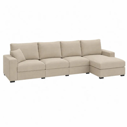 Sofa modułowa z tkaniny poliestrowej beżowa 300 cm