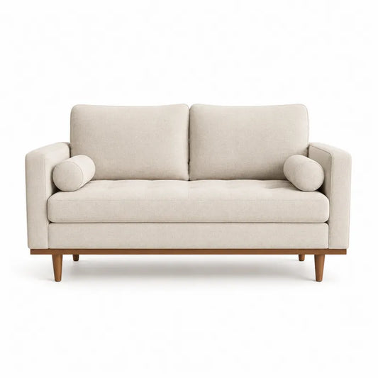 Sofa dwuosobowa z lnu beżowa 150x85x90 cm