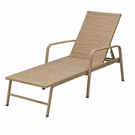 Leżak ogrodowy aluminiowy z rattanem syntetycznym beżowy 195 cm
