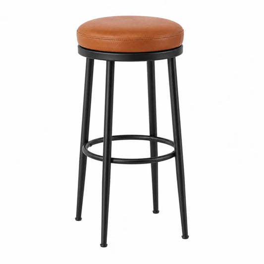 Taboret barowy skóra PU stal czarna 75 cm